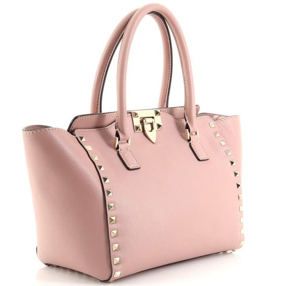 Valentino Garavani Rockstud Tote Rigid Leather Small Neutral - Picture 3 of 9